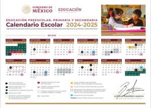 Este es el calendario escolar correspondiente al Ciclo 2024-2025.