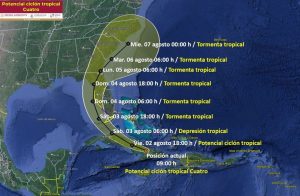 Esta es la trayectoria de la depresión tropical número 4, que podría convertirse en la tormenta tropical Debby.